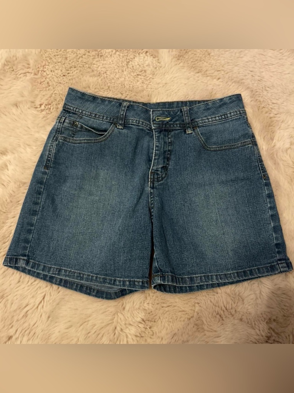 Medium wash denim shorts